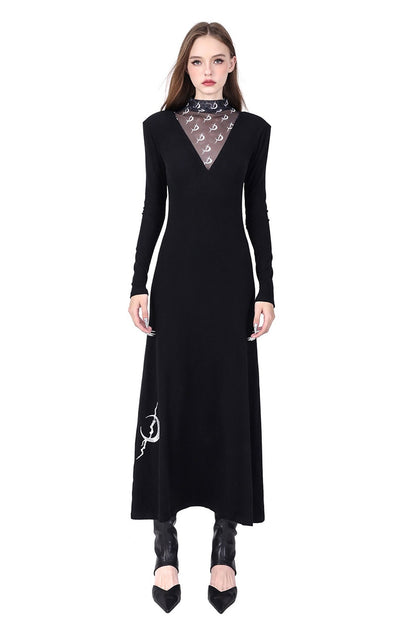 Mesh High Neck Dress