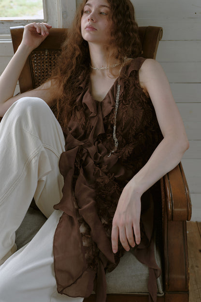 Asymmetrical Ruffle Chiffon Dress