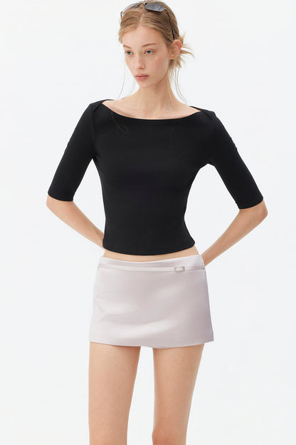 Satin Metallic Lace-Up Skirt