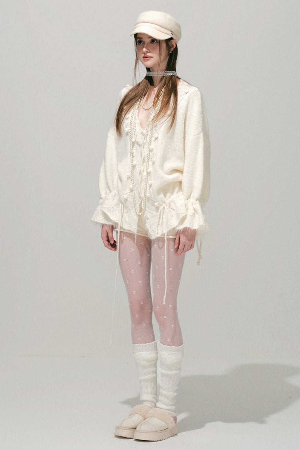 Loose Crochet V-Neck Cardigan