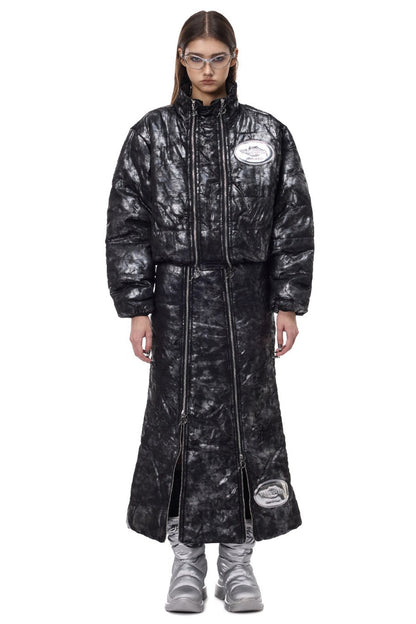 Y2K Space Black Silver Double Zipper Jacket