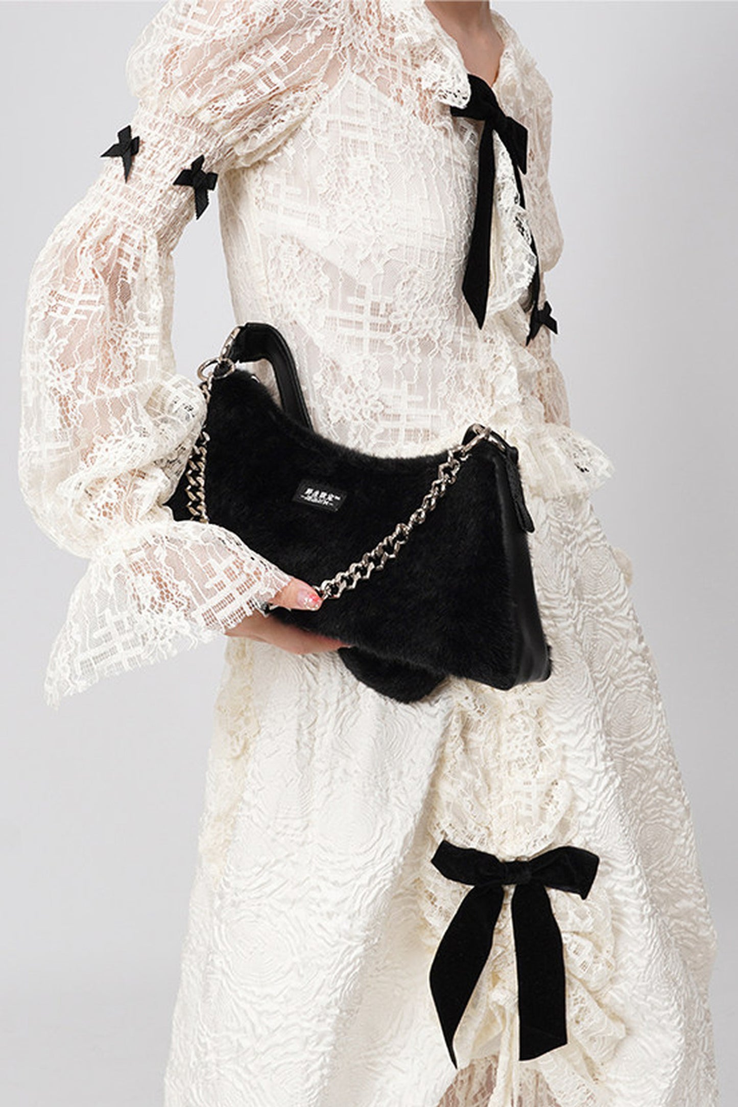 Solid Color Fur Underarm Crossbody Shoulder Bag