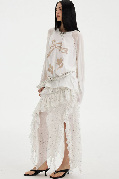 Bowknot Floral Long Sleeve Top