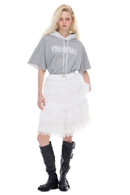 Detachable Layered Patchwork Lace Loose Pants