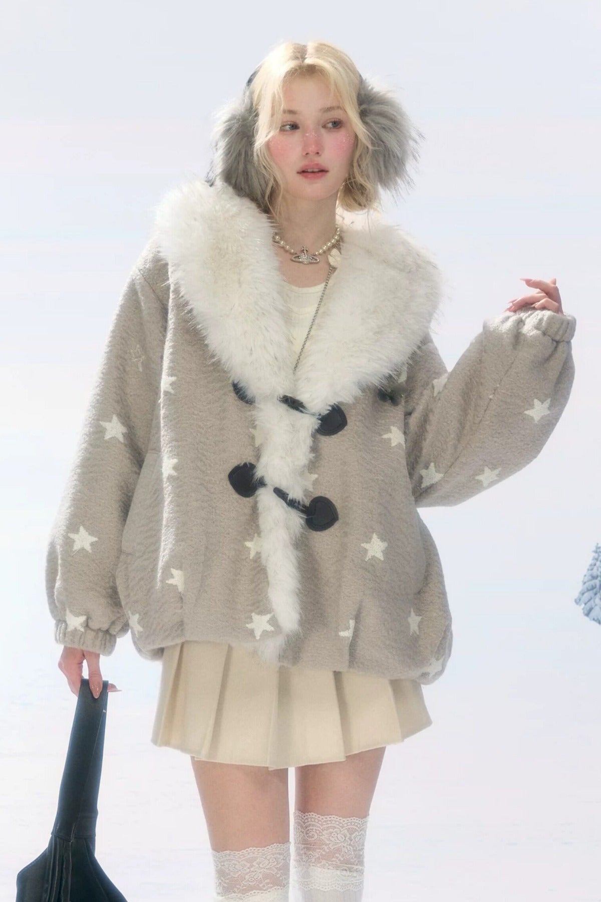 Pleated High Waist Woolen Skirt