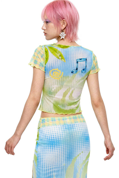 Retro Lamb Mesh Fishtail Skirt Set-Up