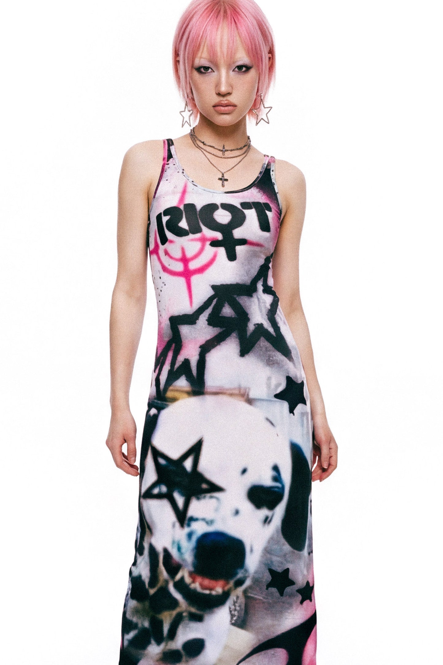 Punk Graffiti Slim-Fit Dress