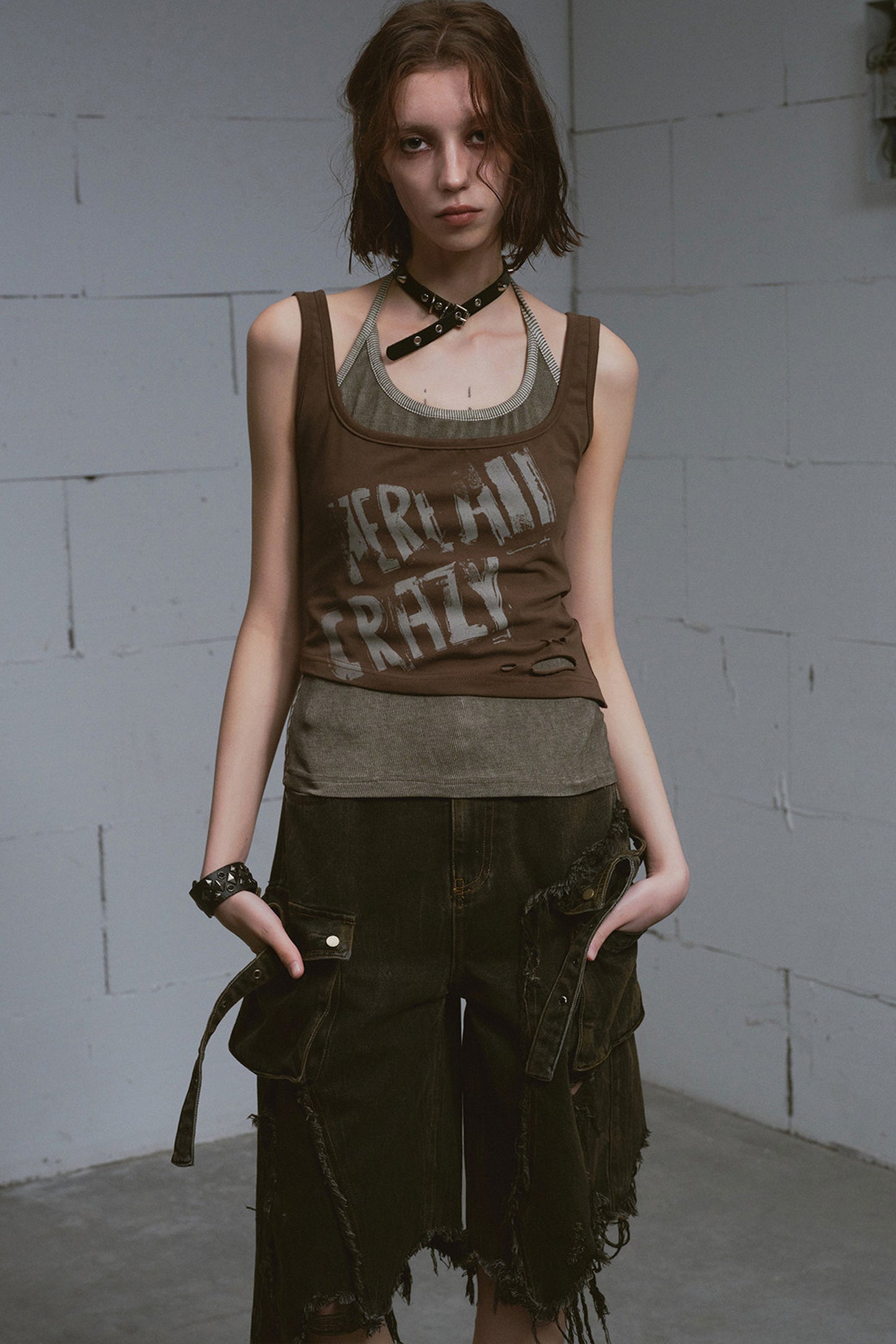 Mud-Dyed Patchwork Denim Pants