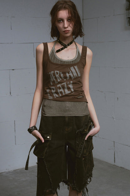 Mud-Dyed Patchwork Denim Pants