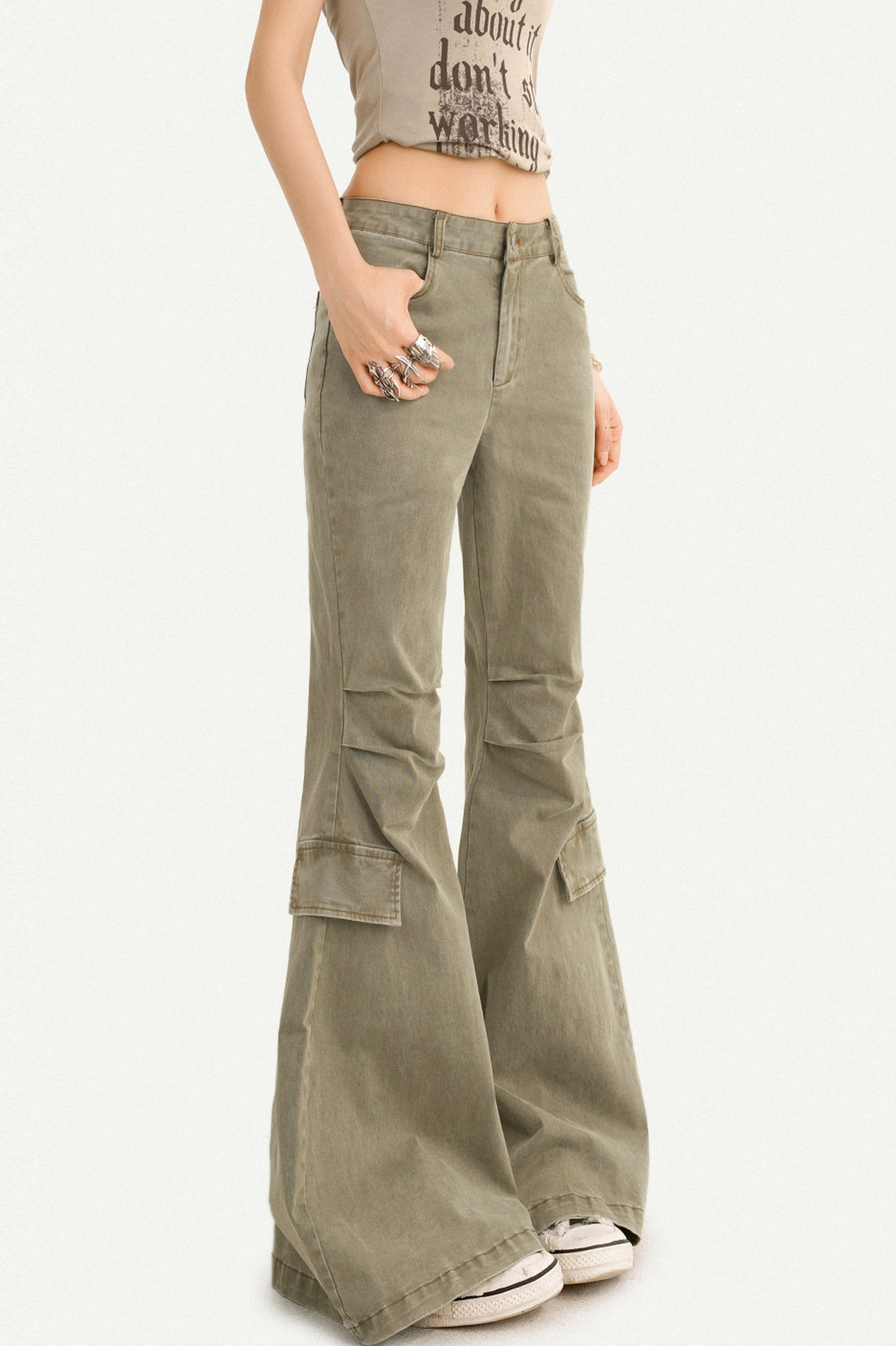 Retro Distressed Flared Denim Pants