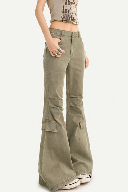 Retro Distressed Flared Denim Pants