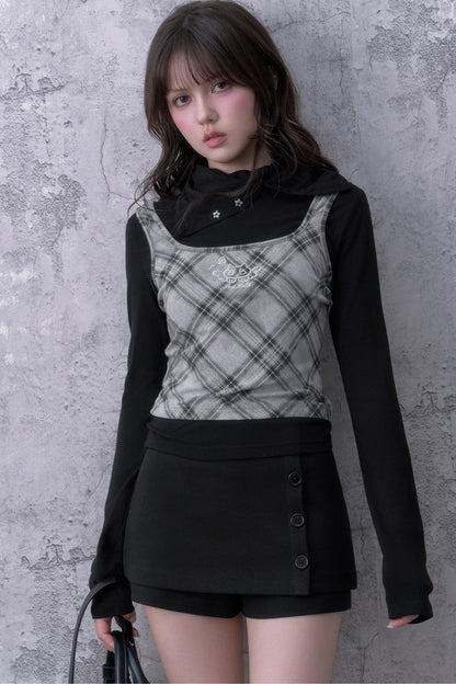 Brushed Button A-Line Skirt