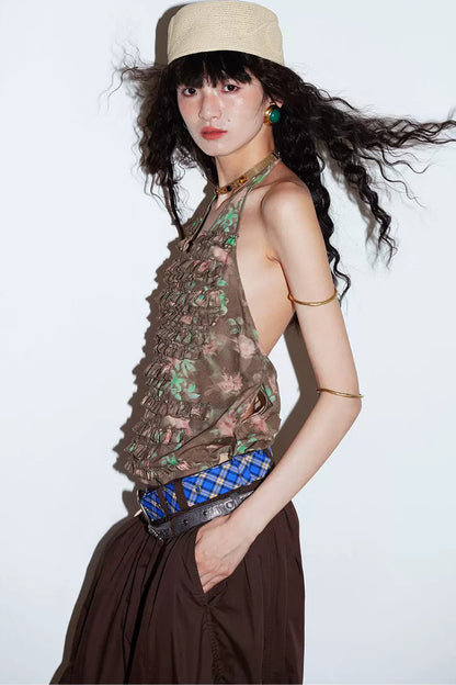 Layered Ruffle Halter Top