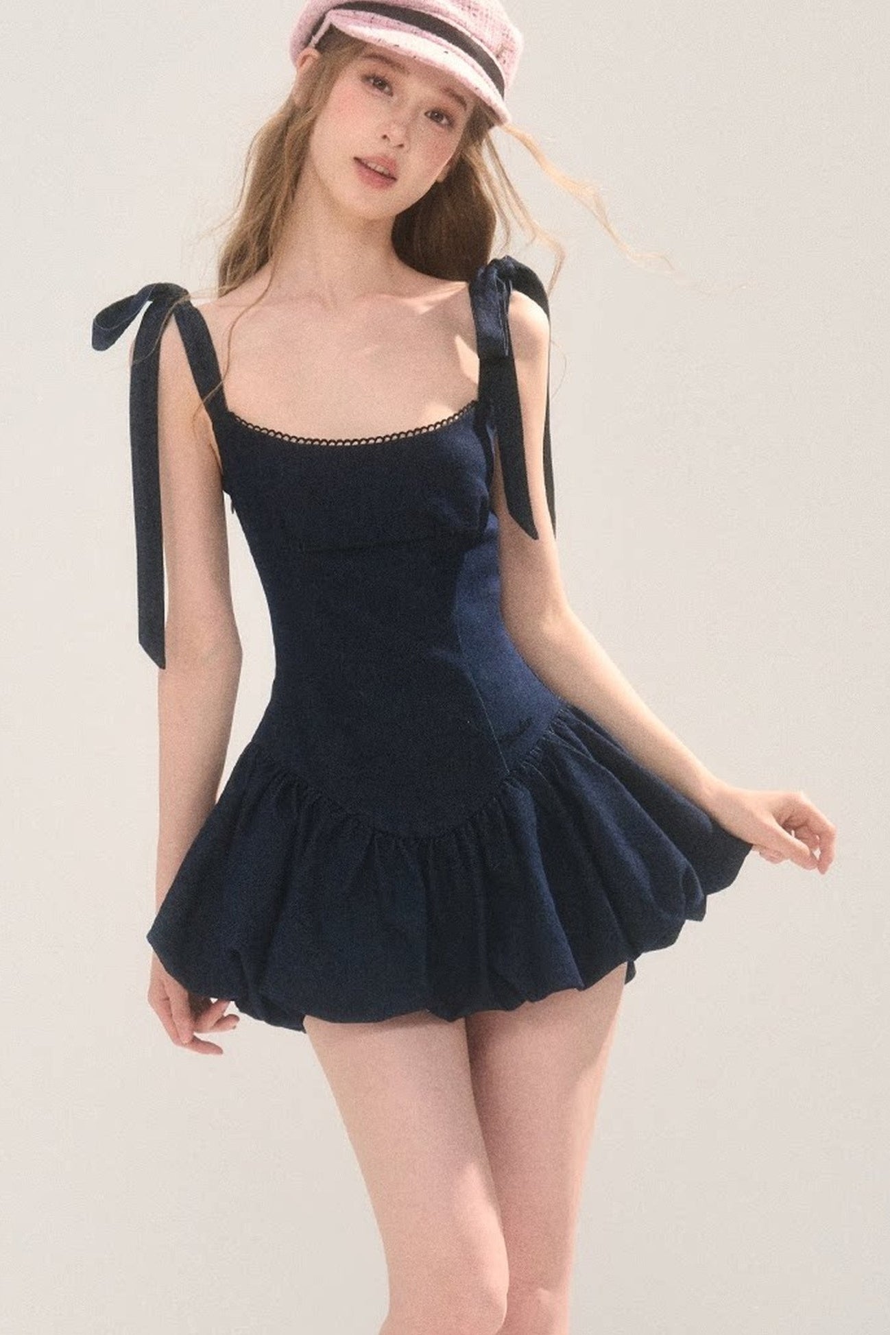 Sweet and Fashionable Puffy Denim Dress