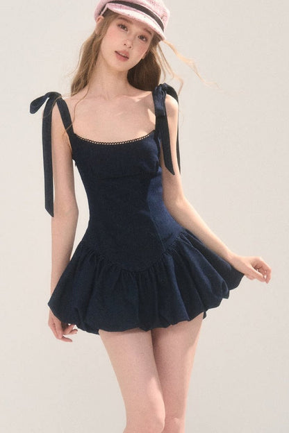 Sweet and Fashionable Puffy Denim Dress