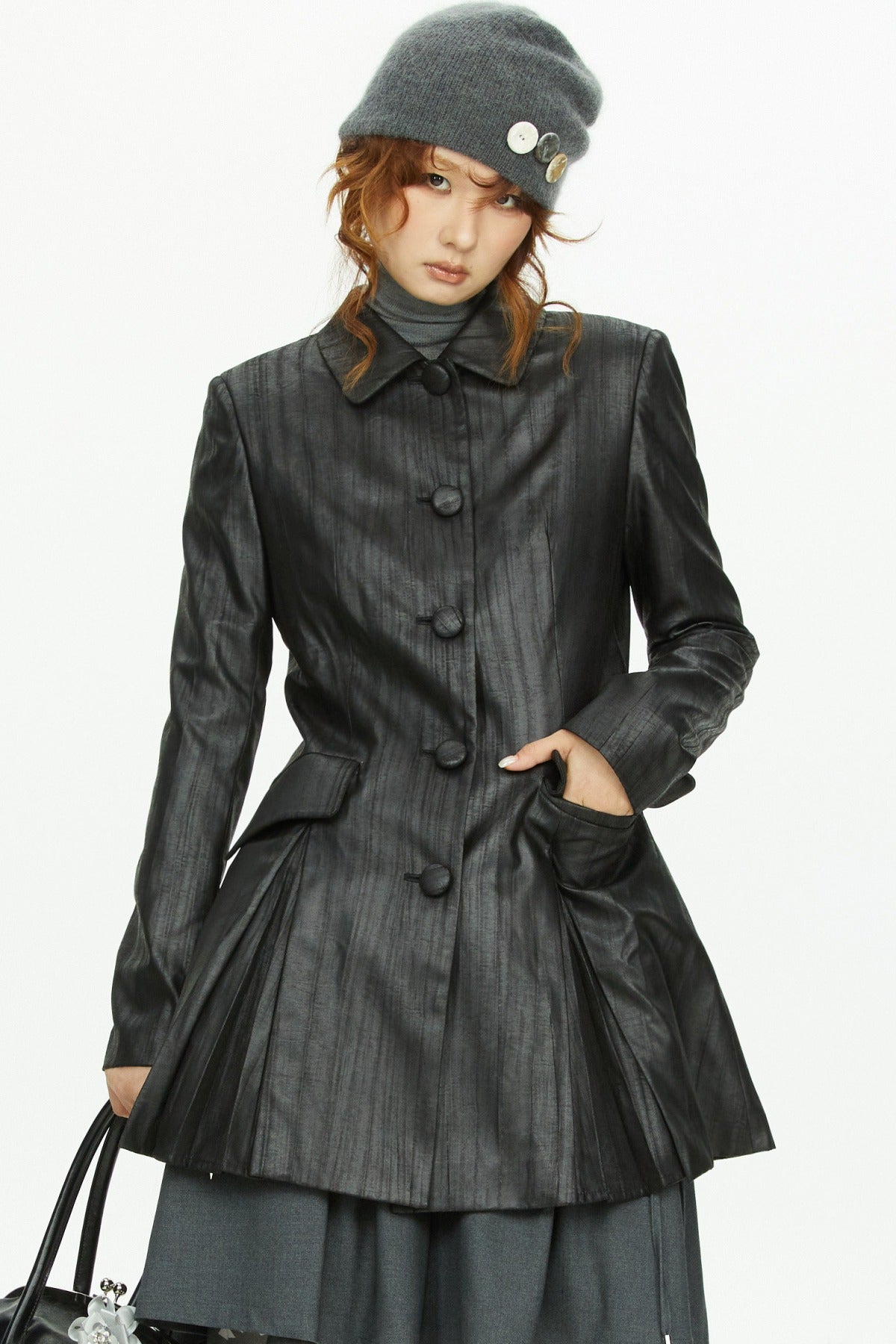 A-Line Long Leather Coat