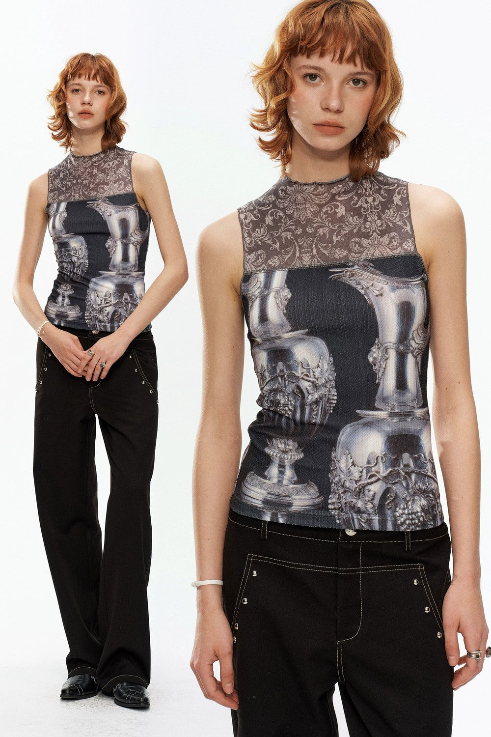 Silver Wine Bottle Patchwork Vest