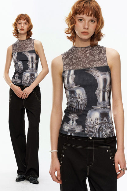Silver Wine Bottle Patchwork Vest