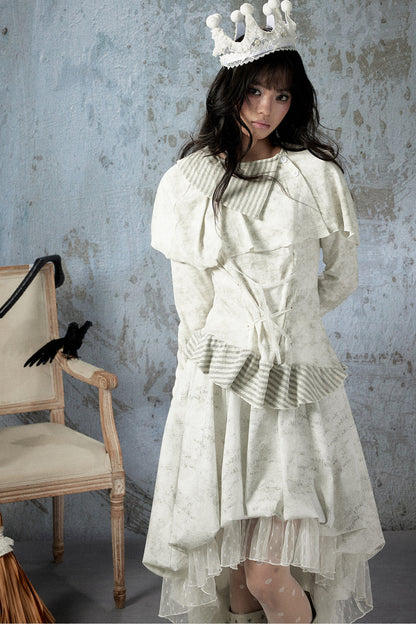 Asymmetrical Lapel Long-Sleeve Striped Patchwork Top