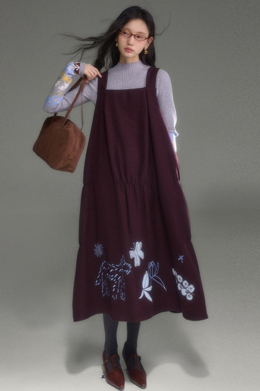 Wool Blend Bird Jacquard Knit Top