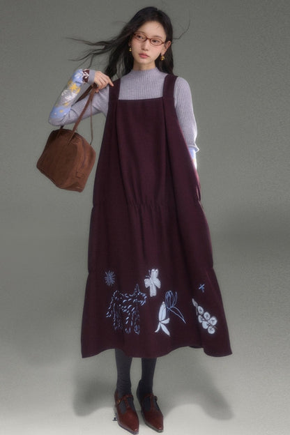 Wool Blend Bird Jacquard Knit Top