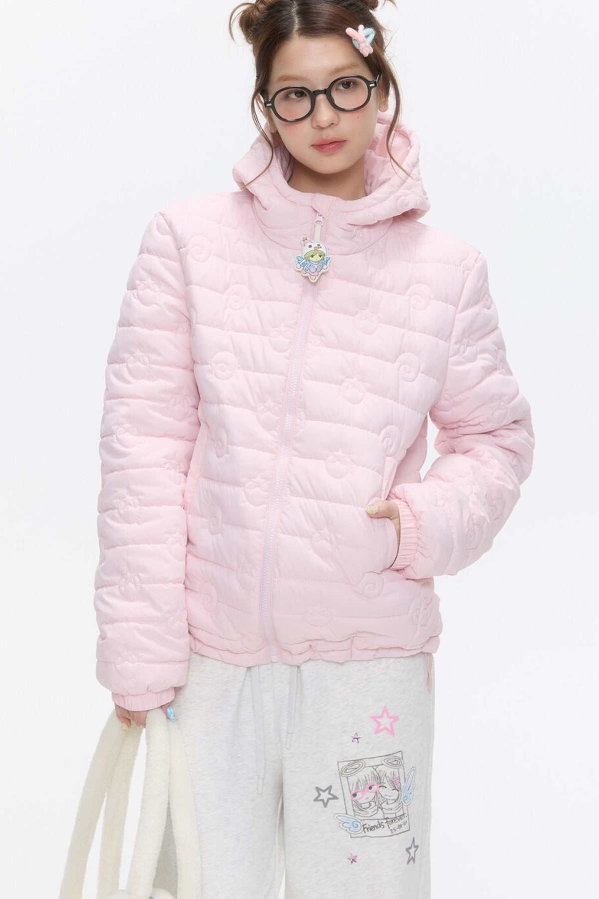 Strawberry Swirl Quilted Hooded Jacket