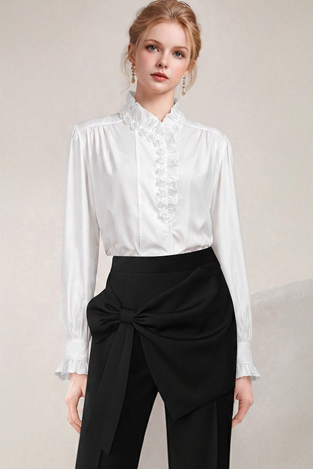 Ruffled Stand Collar Blouse