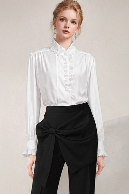 Ruffled Stand Collar Blouse