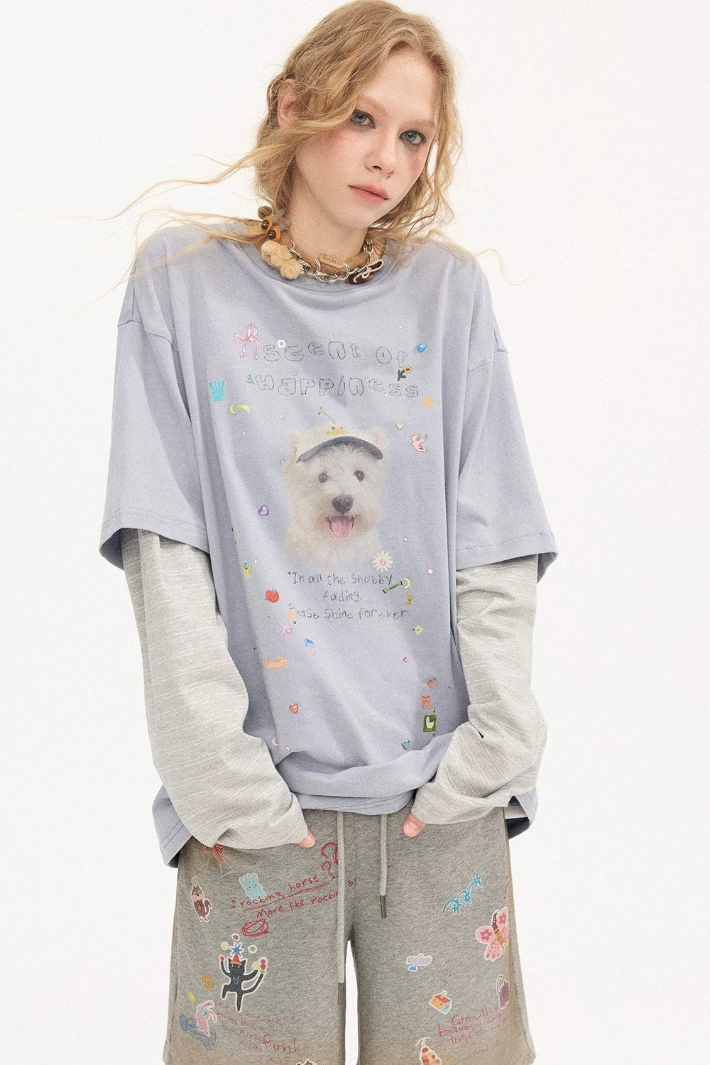 Rhinestone Cotton Long Sleeve Top