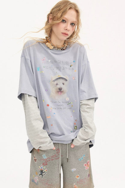Rhinestone Cotton Long Sleeve Top