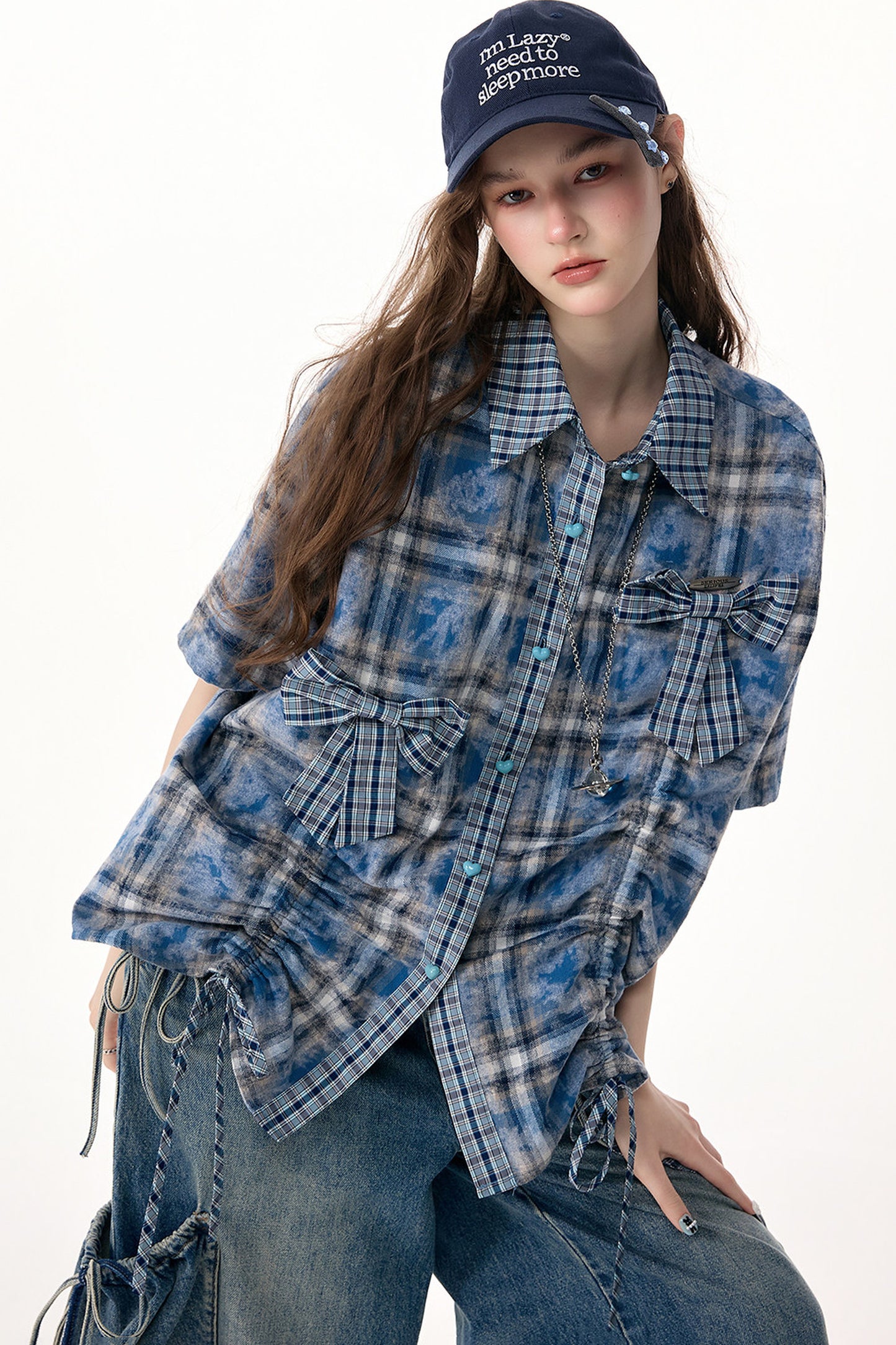 Blue Plaid Short Sleeve Shirt