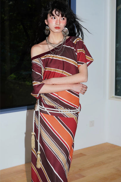 Color-Block Off-Shoulder Dress