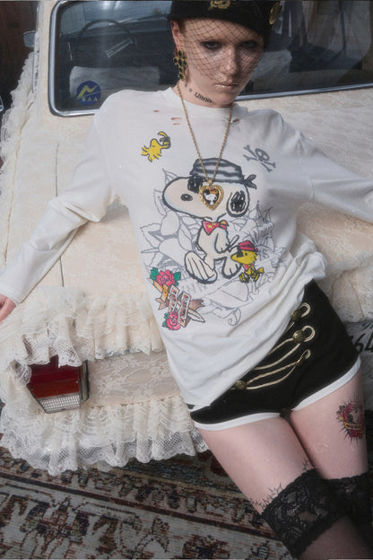 Low-Waist Layered-Look Woolen Shorts