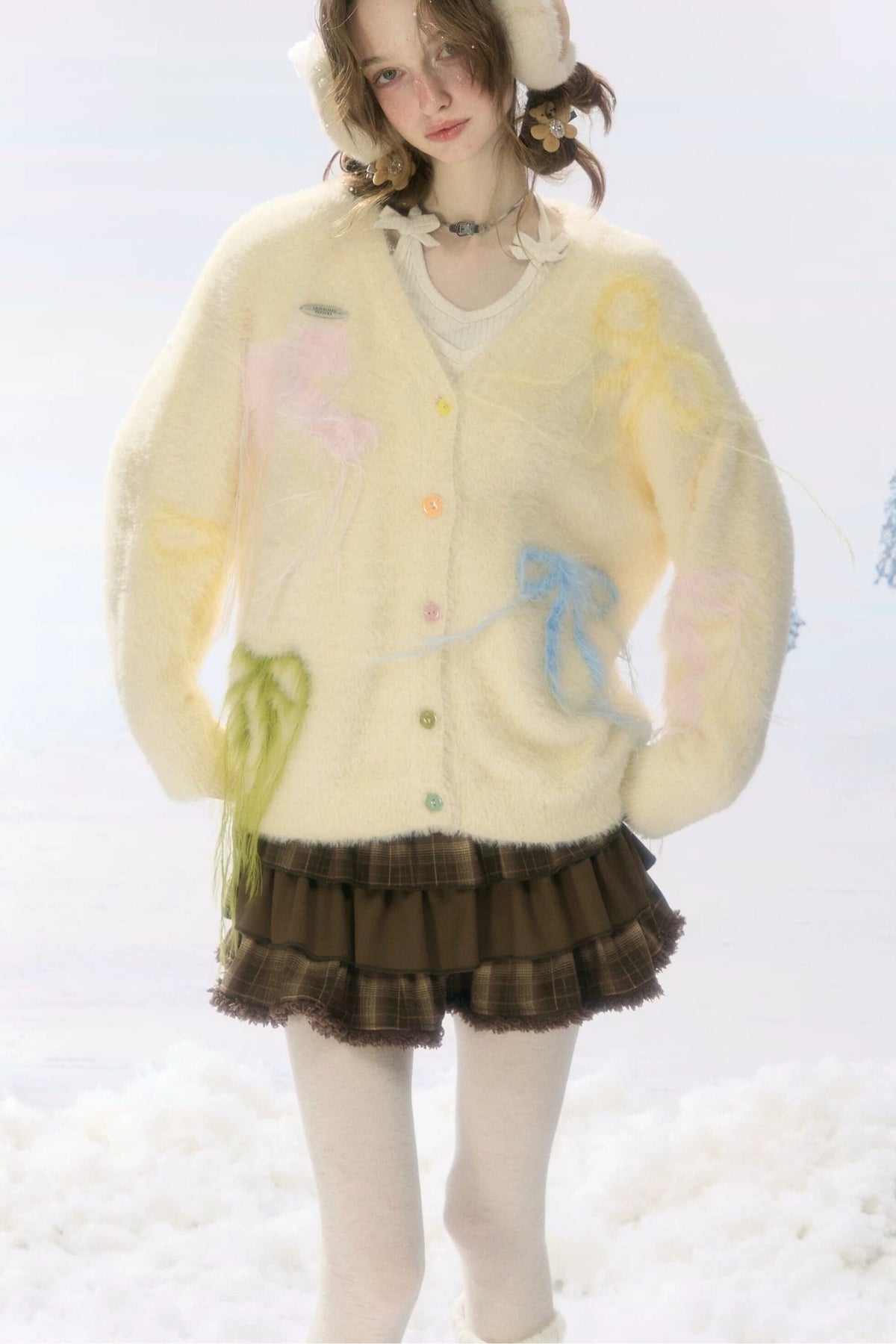 Thick Soft Knit Bow Cardigan