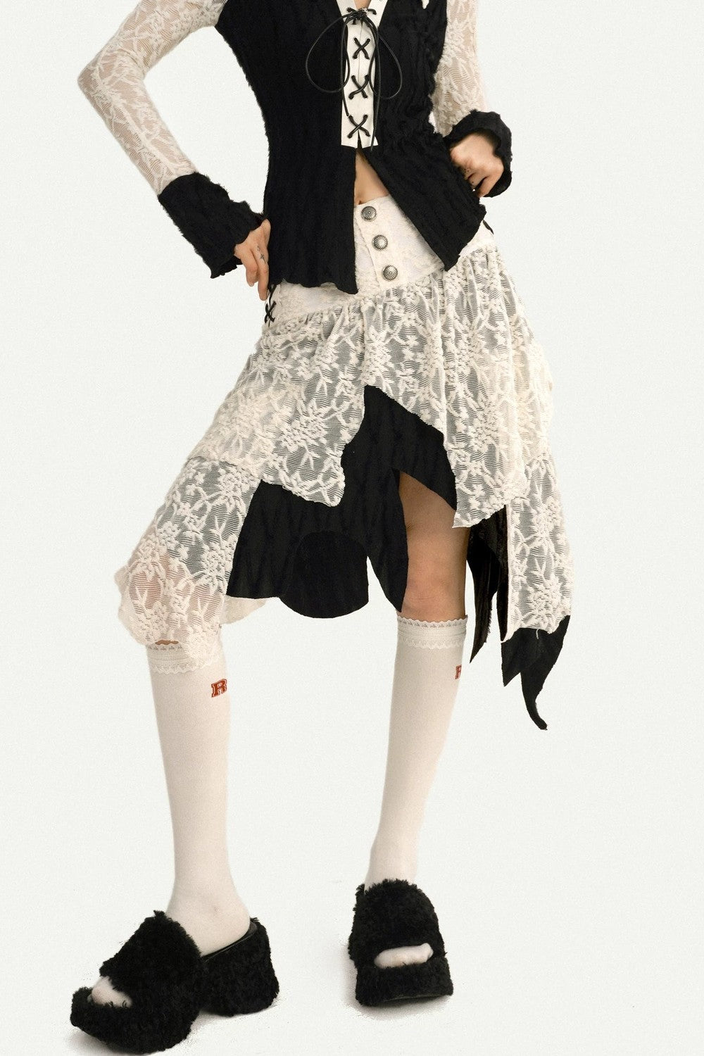 Retro Patchwork Lace Skirt