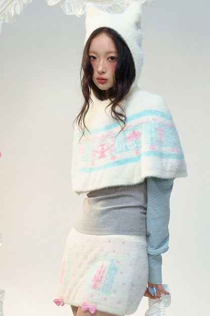 컬러 블록 라인스톤 긴소매 티셔츠