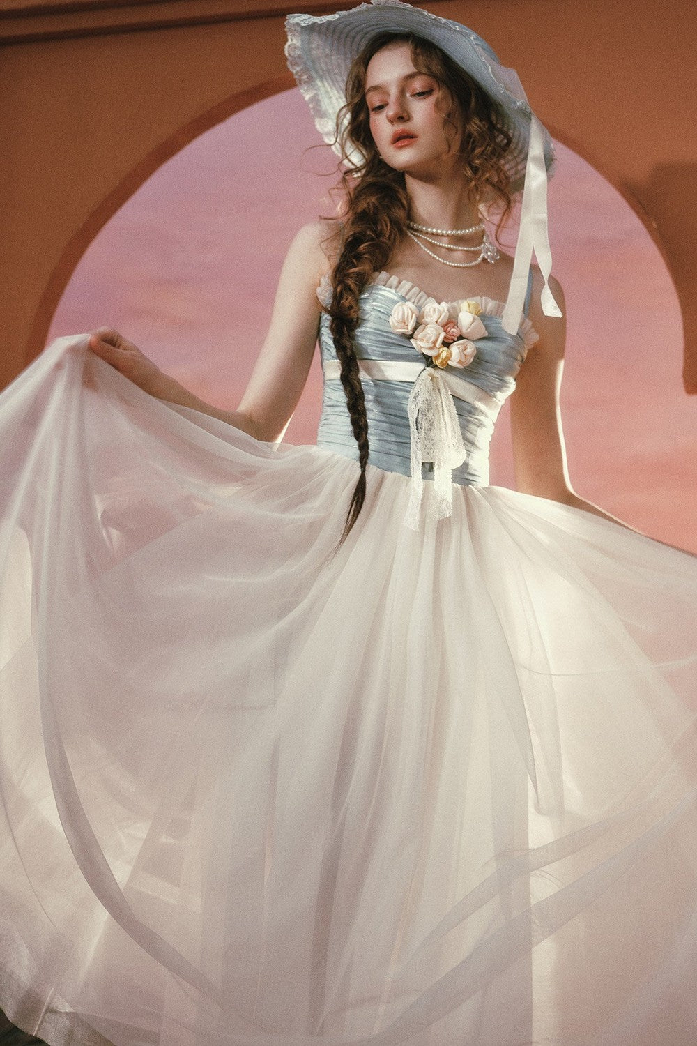 Sunset Bouquet French Mesh Dress
