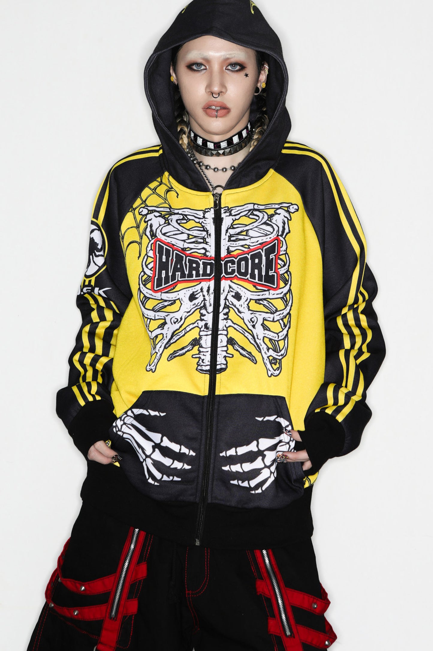 Skeleton Ribcage Hooded Zipper Jacket
