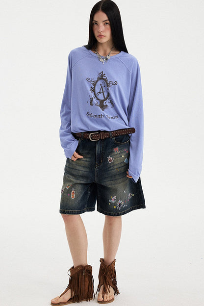 Retro Magic Mirror Patch Embroidery Tee