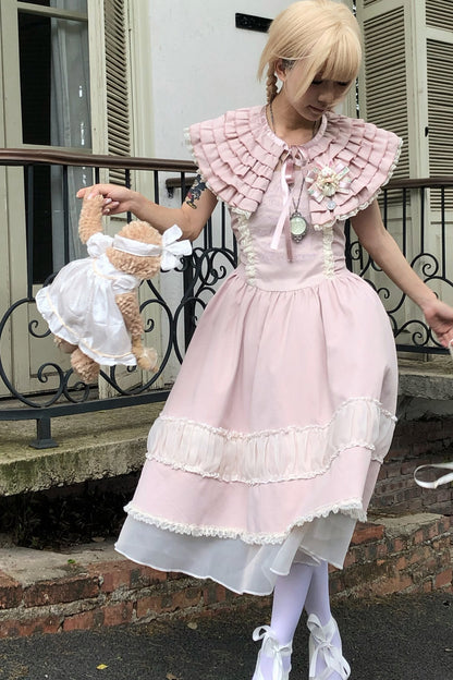 Pink Lace Embroidered Dress Set-Up