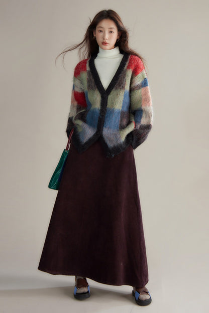 Retro Corduroy A-Line Skirt