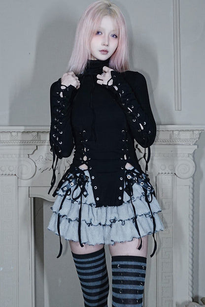 Plush Knit Bow Cake Skirt
