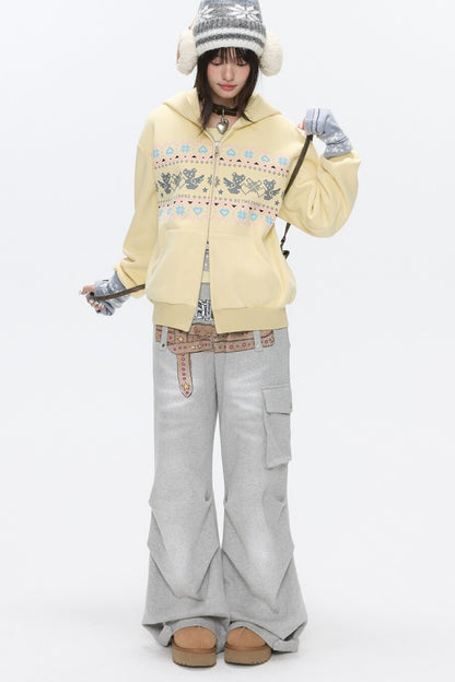 Yellow Bear Fair Isle Hoodie