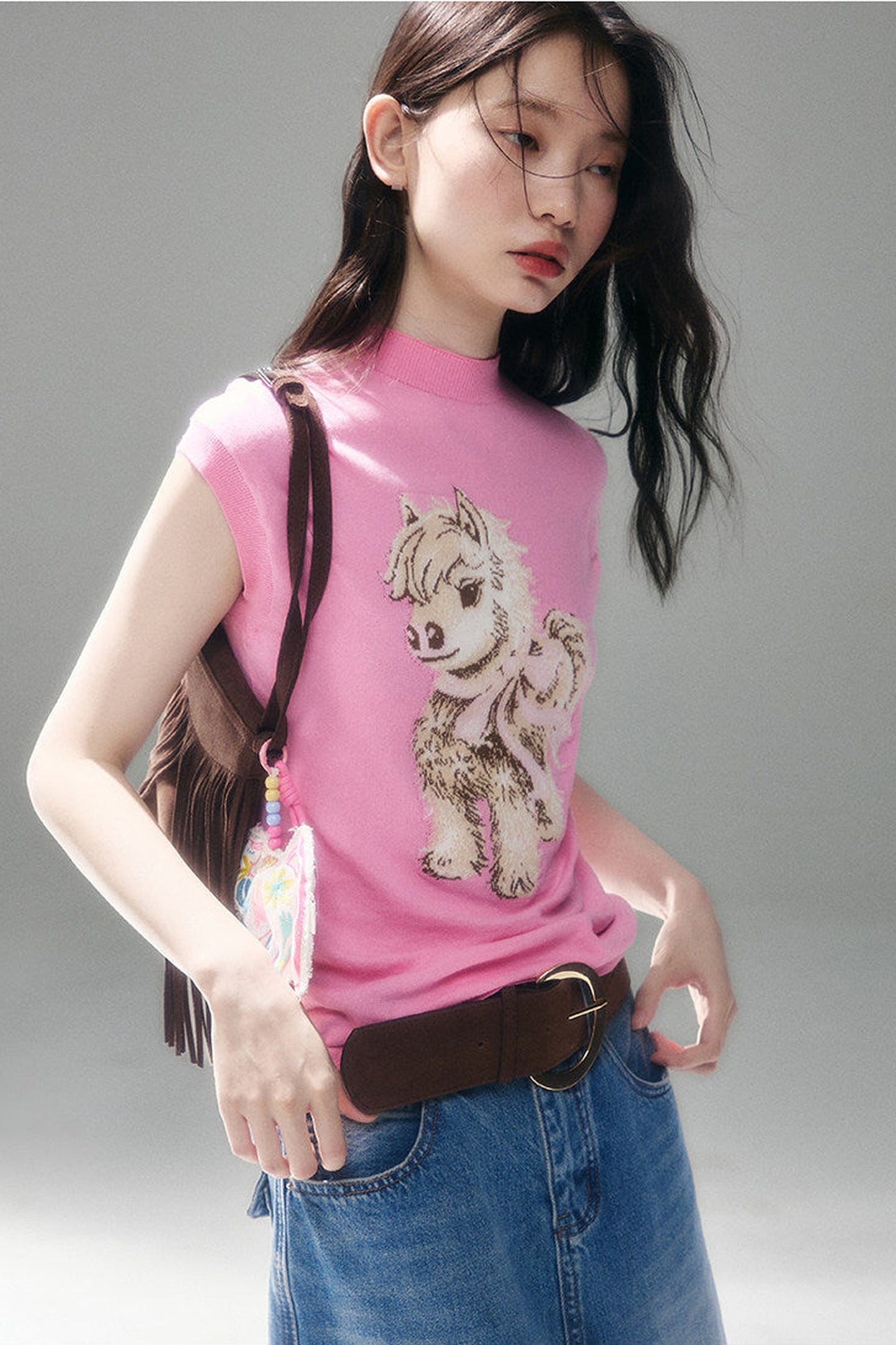 Bow-Tie Jacquard Cotton T-Shirt Set-Up