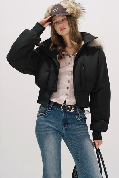 Black Winter Cotton Coat