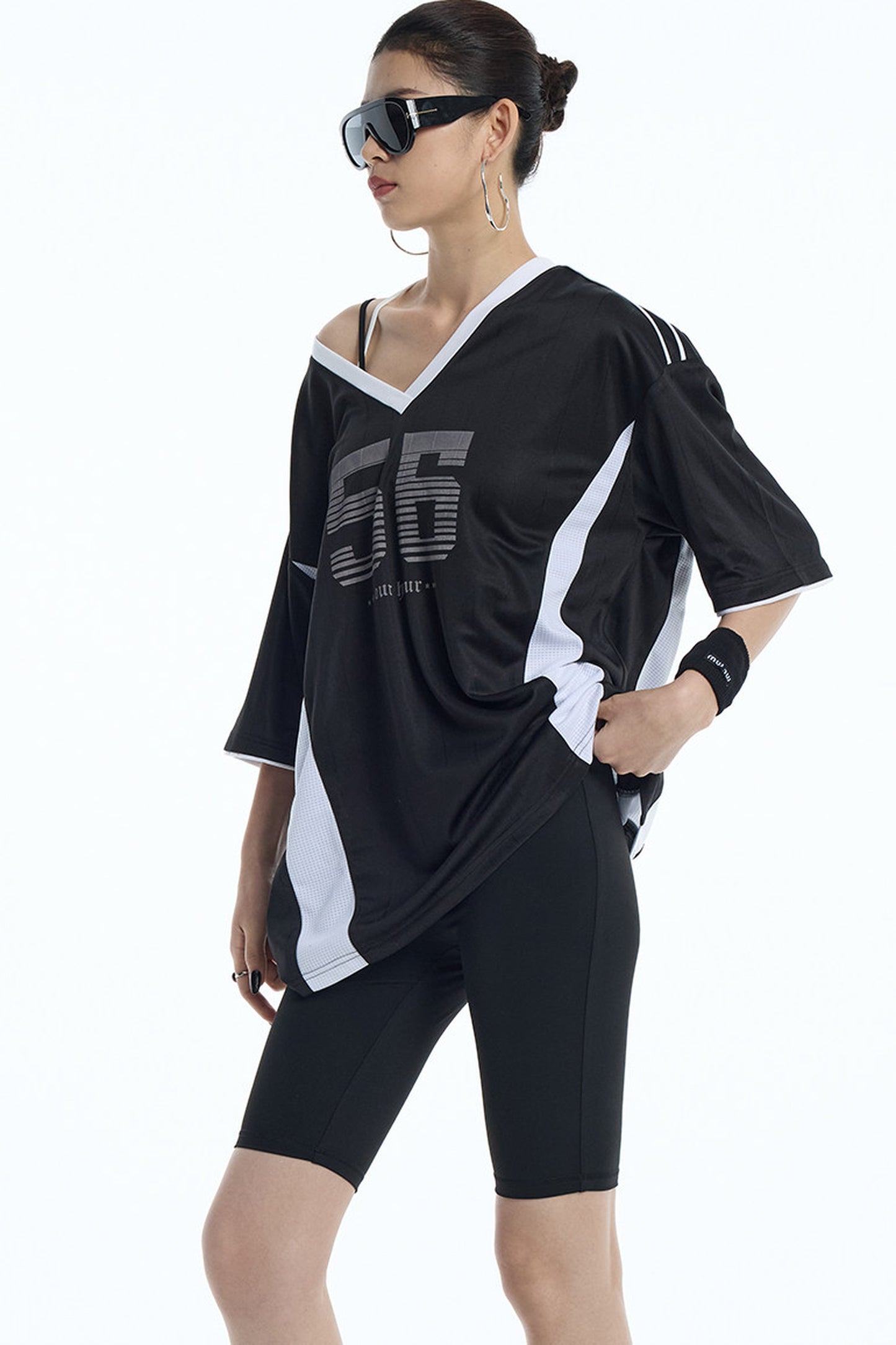 Loose V-Neck Jersey T-Shirt