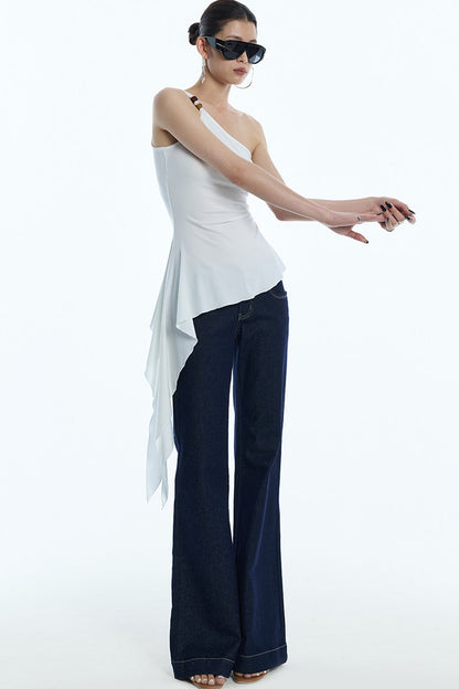 One-Shoulder Ruffled Camisole Top