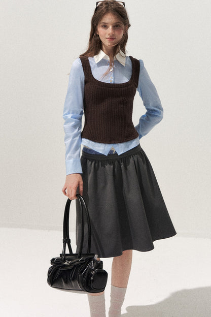 Spliced Waist A-Line Skirt