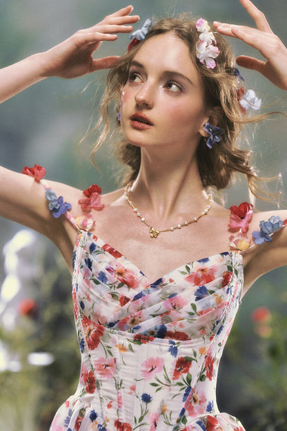 French Romantic Floral Printed Dress