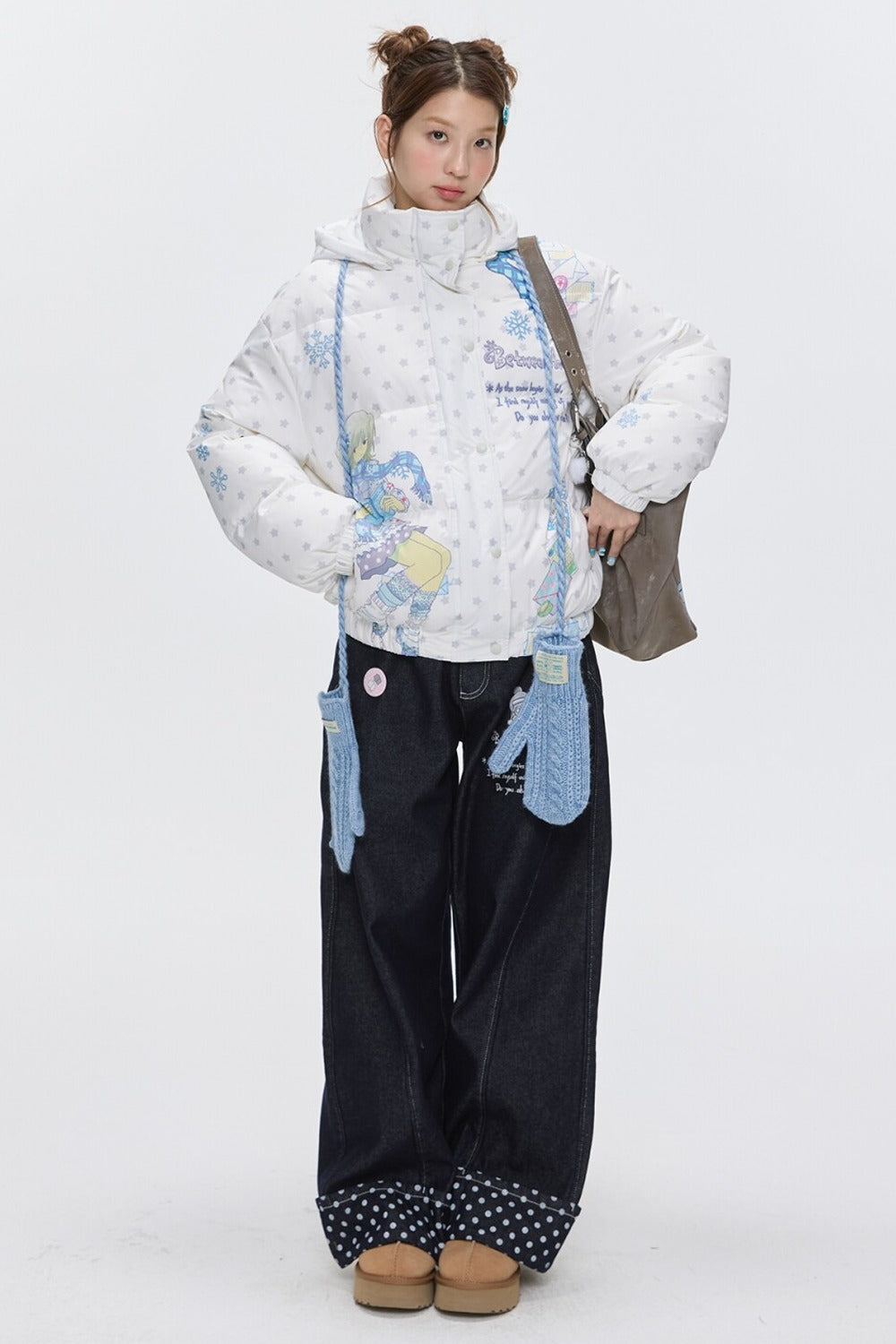 Star Polka Dot Hooded Down Jacket